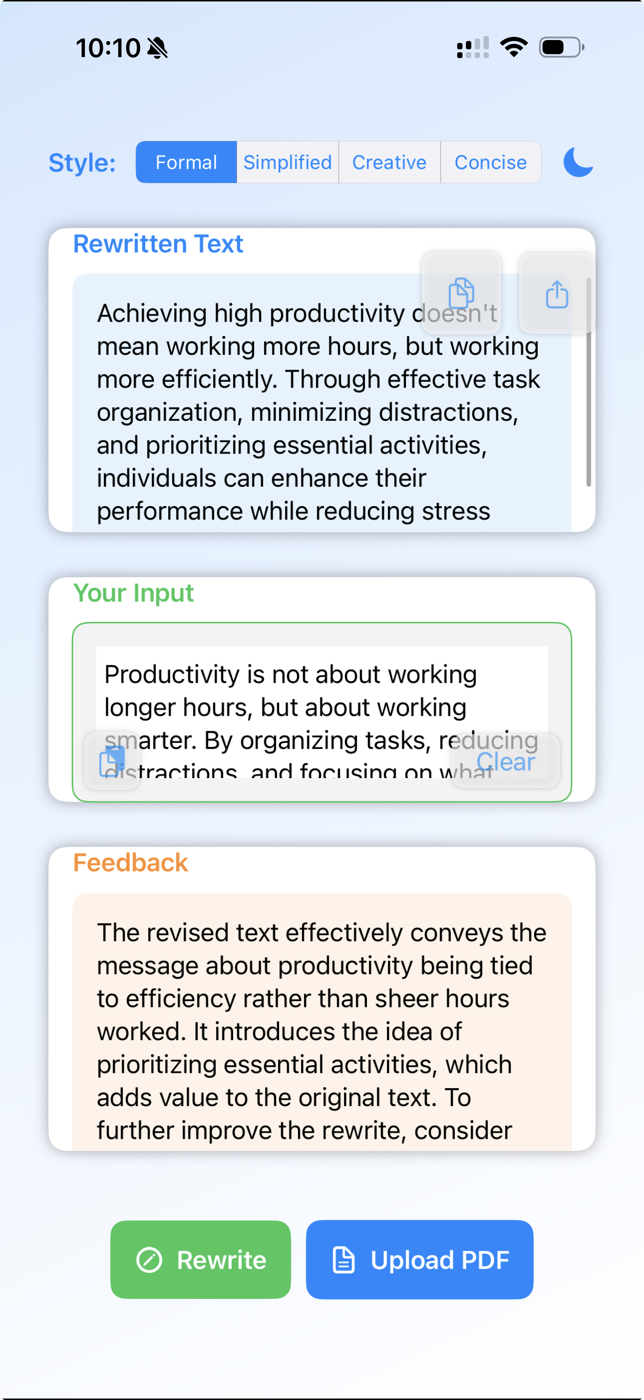 AI Text Rewriter screenshot